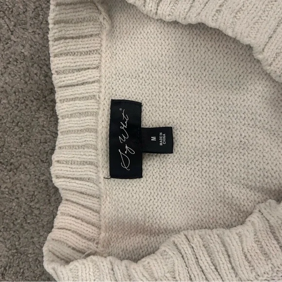 Joie Cream and Purple V-Neck Sweater with Argyle Pattern - Picture 2 of 3